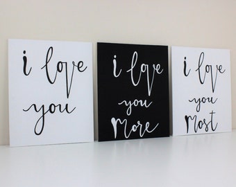 Gift For Wife, Original Paintings, I Love You, I Love You More, I Love You Most, Anniversary Gift, Gift For Husband, Bedroom Decor