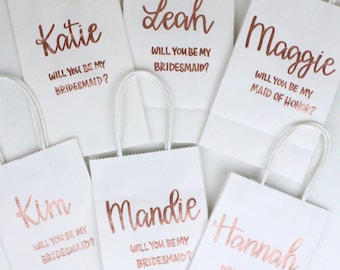 Will You Be My Bridesmaid Gift Bag, Custom Gift Bag, Bridesmaid Proposal Gift Bag, Wedding Gift Bag, Bachelorette Gift Bags, Name Gift Bags