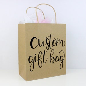 Custom Gift Bags, Name Gift Bags, Calligraphy Bags, Bridal Shower Gift Bags, Bachelorette Gift Bags, Birthday Gift Bags, Hand Lettered Bags image 1