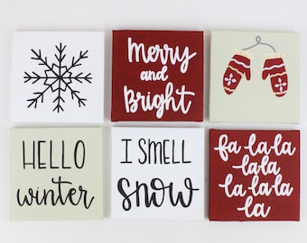 Christmas Tiered Tray Decor Bundle, Winter Tier Tray, Holiday Tier Tray, Christmas Shelf Sitters, Mini Christmas Signs, Christmas Decor