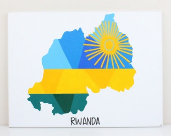 Rwanda, Original Painting, Map Gift, Rwanda Painting, Rwanda Art, Rwanda Flag, Rwanda Map, Travel Decor, Travel Art, Travel Gift, Map Art