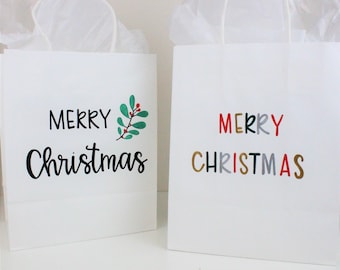 Custom Christmas Gift Bag, Personalized Christmas Gift Bag, Merry Christmas Gift Bag, Custom Gift Bag, Christmas Gift Bag Set, Name Gift Bag