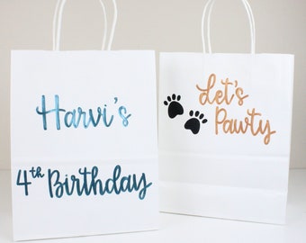Dog Birthday Gift Bag, Dog Party Favor Bag, Let's Pawty, Puppy Gift, Puppy First Birthday, Puppy Birthday Party, Personalized Dog Gift