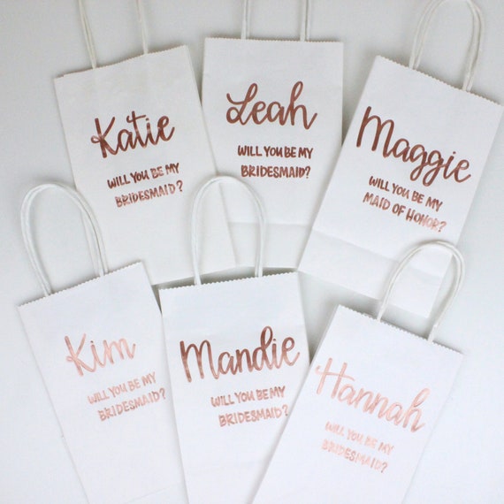 Will You Be My Bridesmaid Gift Bag, Custom Gift Bag, Bridesmaid Proposal Gift Bag, Wedding Gift Bag, Bachelorette Gift Bags, Name Gift Bags