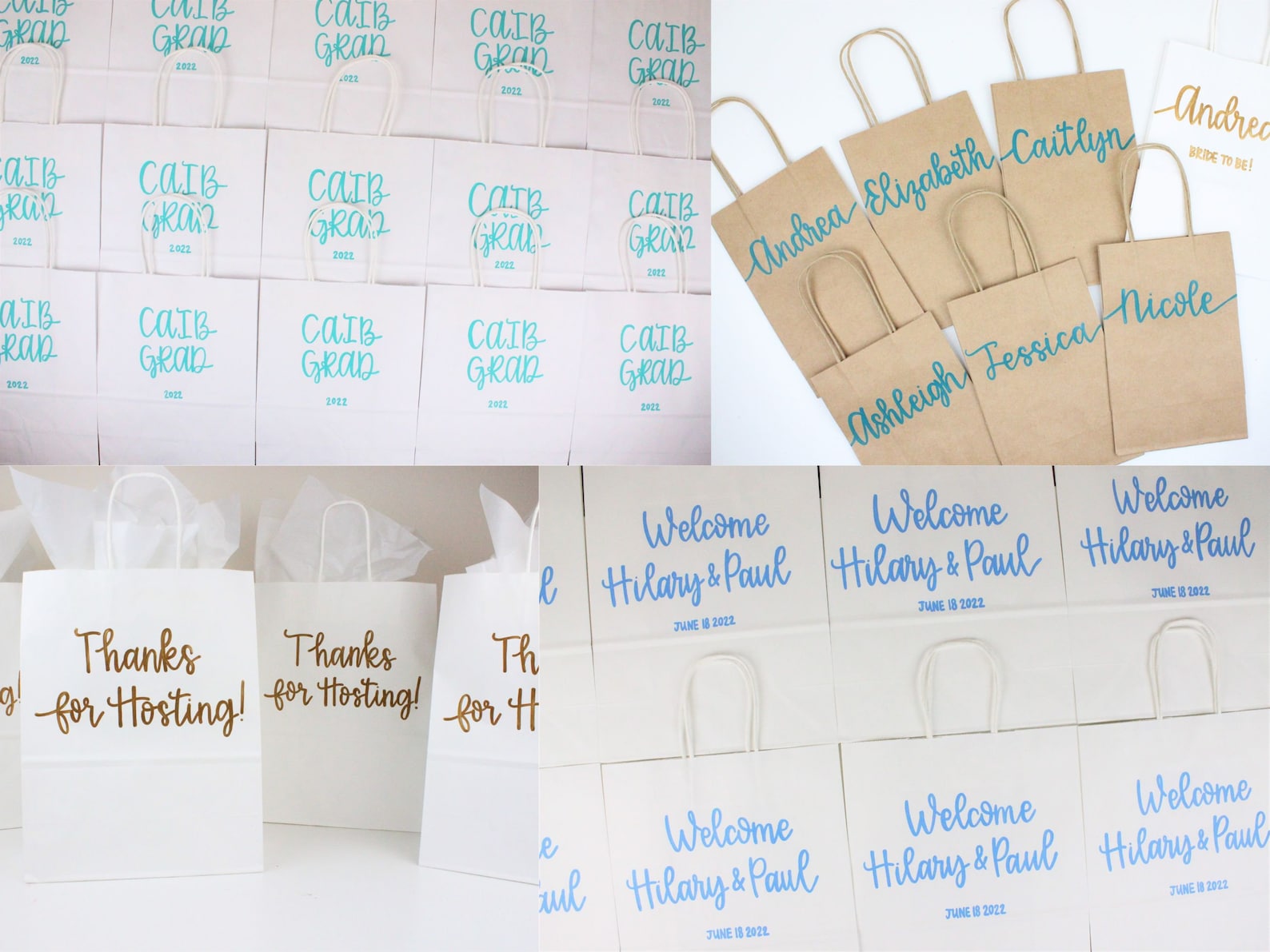 Custom Gift Bags Name Gift Bags Calligraphy Bags Bridal Etsy
