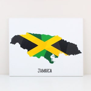 Jamaica Map, Travel Gift, Original Painting, Map Gift, Jamaican Flag, Jamaican Art, Jamaican Gift, Map Art, Traveller Gift, Map Painting