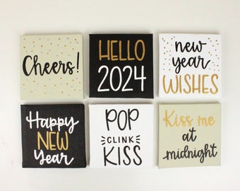 New Year's Eve Tiered Tray Decor, Happy New Year 2024, Happy New Year Sign, New Year Mini Sign, New Year Decor, Holiday Tier Tray, NYE 2024