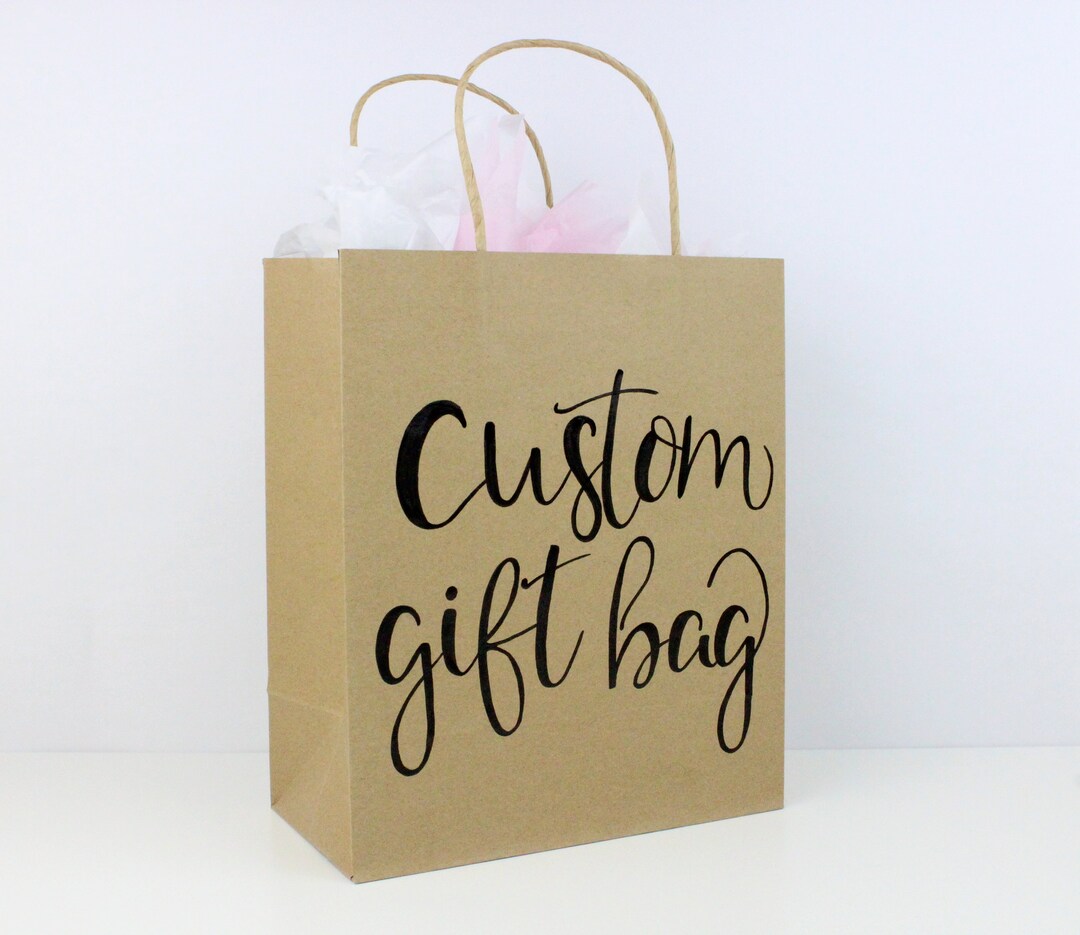 Custom Gift Bags, Name Gift Bags, Calligraphy Bags, Bridal Shower Gift