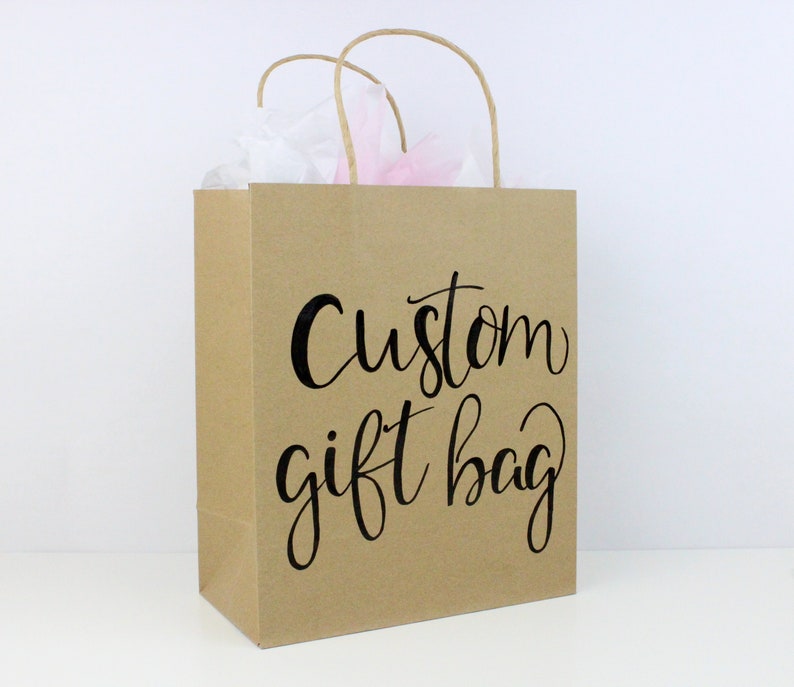 Custom Gift Bags, Name Gift Bags, Calligraphy Bags, Bridal Shower Gift Bags, Bachelorette Gift Bags, Birthday Gift Bags, Hand Lettered Bags image 1
