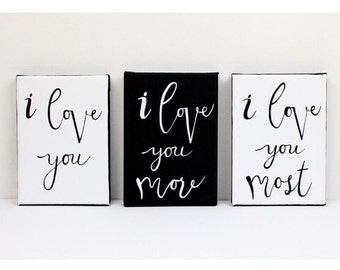 Regalo para esposa, pinturas originales, te amo, te amo más, te amo más que nadie, regalo de aniversario, regalo para esposo, decoración de dormitorio