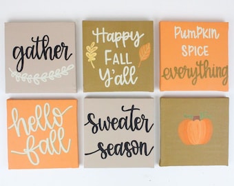Fall Tiered Tray Decor Bundle, Mini Fall Sign, Happy Fall Yall, Pumpkin Spice Sign, Fall Decor For Tiered Tray, Fall Shelf Decor, Hello Fall