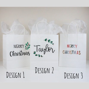 Custom Christmas Gift Bag, Personalized Christmas Gift Bag, Merry Christmas Gift Bag, Custom Gift Bag, Christmas Gift Bag Set, Name Gift Bag image 2