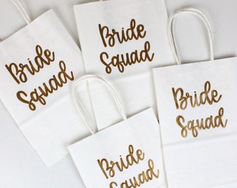 Bride Squad Gift Bags, Custom Gift Bags, Bachelorette Gift Bags, Bridal Shower Gift Bags, Calligraphy Gift Bags, Personalized Gift Bags