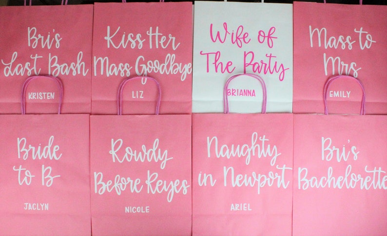 Personalized Gift Bag, Custom Gift Bag, Bachelorette Gift Bag, Easter Gift Bag, Pink Gift Bag, Wedding Gift Bag, Bridesmaid Proposal Bag image 9