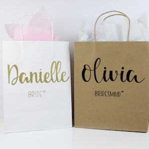 Custom Gift Bags, Name Gift Bags, Calligraphy Bags, Bridal Shower Gift Bags, Bachelorette Gift Bags, Birthday Gift Bags, Hand Lettered Bags image 3