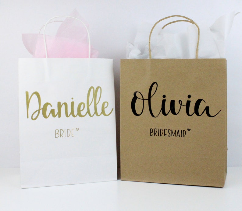 Custom Gift Bags, Name Gift Bags, Calligraphy Bags, Bridal Shower Gift Bags, Bachelorette Gift Bags, Birthday Gift Bags, Hand Lettered Bags image 3