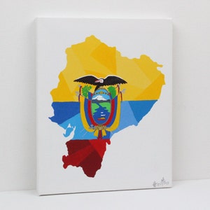 Ecuador Painting, Ecuador Map, Ecuador Flag, Original Painting, Map Gift, Ecuador Art, Ecuadorian Art, Travel Gift, Map Art, Travel Decor image 4