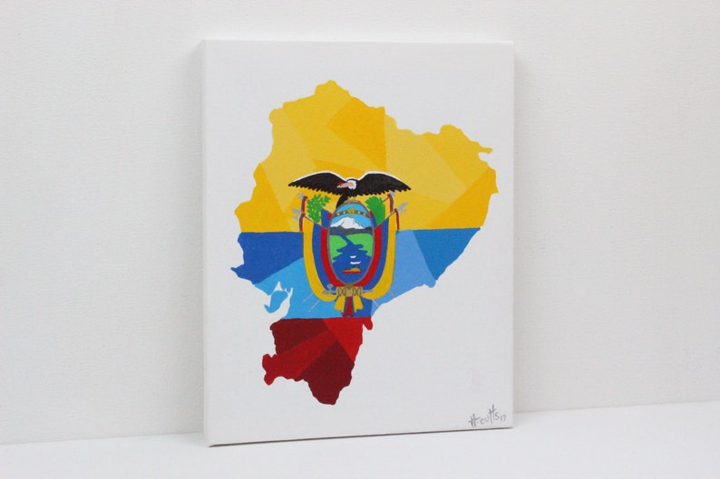 Ecuador Painting, Ecuador Map, Ecuador Flag, Original Painting, Map Gift, Ecuador Art, Ecuadorian Art, Travel Gift, Map Art, Travel Decor image 4