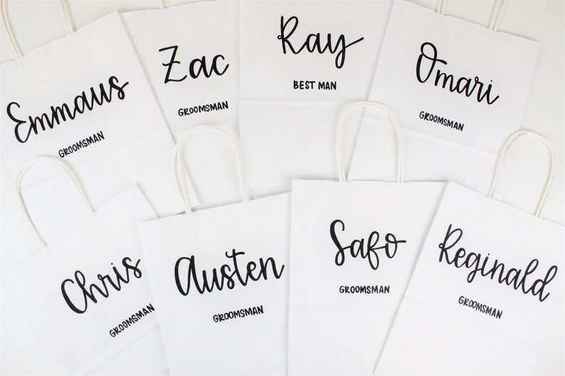 Custom Gift Bags, Name Gift Bags, Calligraphy Bags, Bridal Shower Gift Bags, Bachelorette Gift Bags, Birthday Gift Bags, Hand Lettered Bags image 8