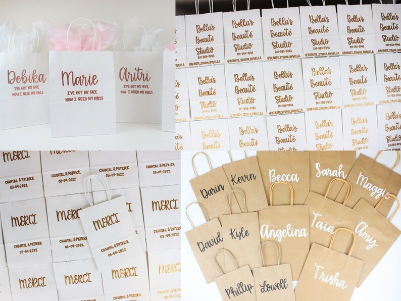 Custom Gift Bags, Name Gift Bags, Calligraphy Bags, Bridal Shower Gift Bags, Bachelorette Gift Bags, Birthday Gift Bags, Hand Lettered Bags image 2