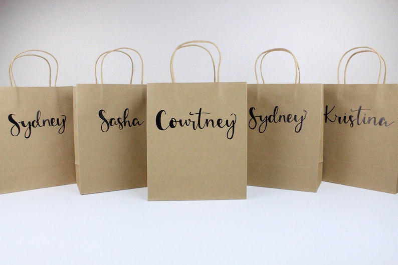 Custom Gift Bags, Name Gift Bags, Calligraphy Bags, Bridal Shower Gift Bags, Bachelorette Gift Bags, Birthday Gift Bags, Hand Lettered Bags image 5