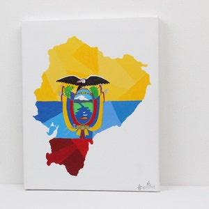 Ecuador Painting, Ecuador Map, Ecuador Flag, Original Painting, Map Gift, Ecuador Art, Ecuadorian Art, Travel Gift, Map Art, Travel Decor image 3