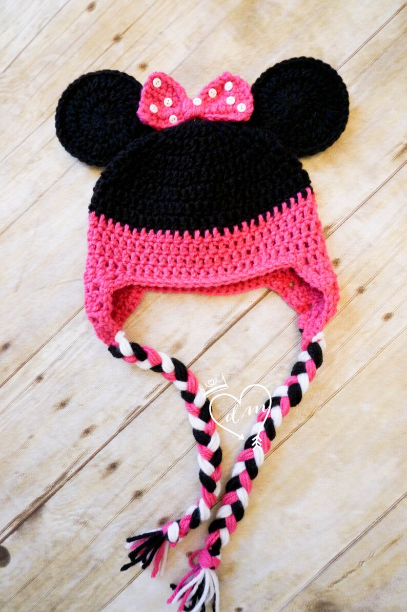 Crochet Minnie Mouse Beanie/Hat Mickey Mouse Clubhouse Pink Etsy
