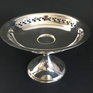 Vintage Silver-plated footed bonbon dish, Compote dish, silver plate pedestal dish Vide Poche