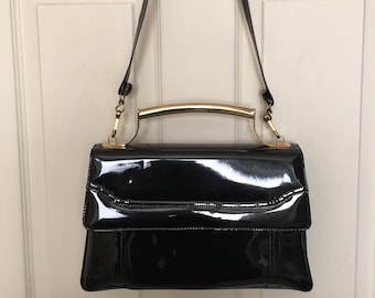 Small black patent leather purse sale
