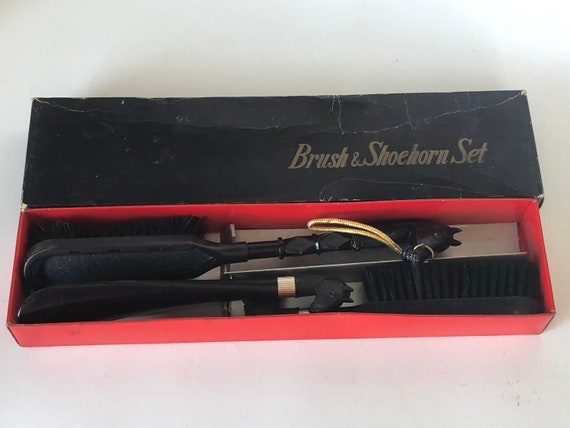 Vintage Horse Shaped Shoe Horn and Brush Set, Shoe Ac… - Gem