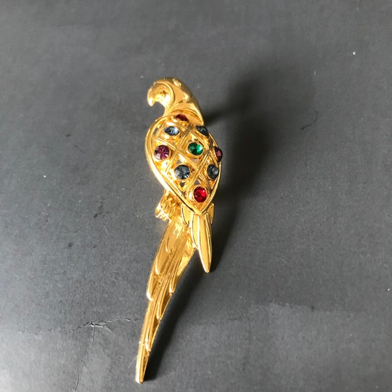 Spectacular! Bird of Paradise Parrot Pin Rhinesto… - image 1