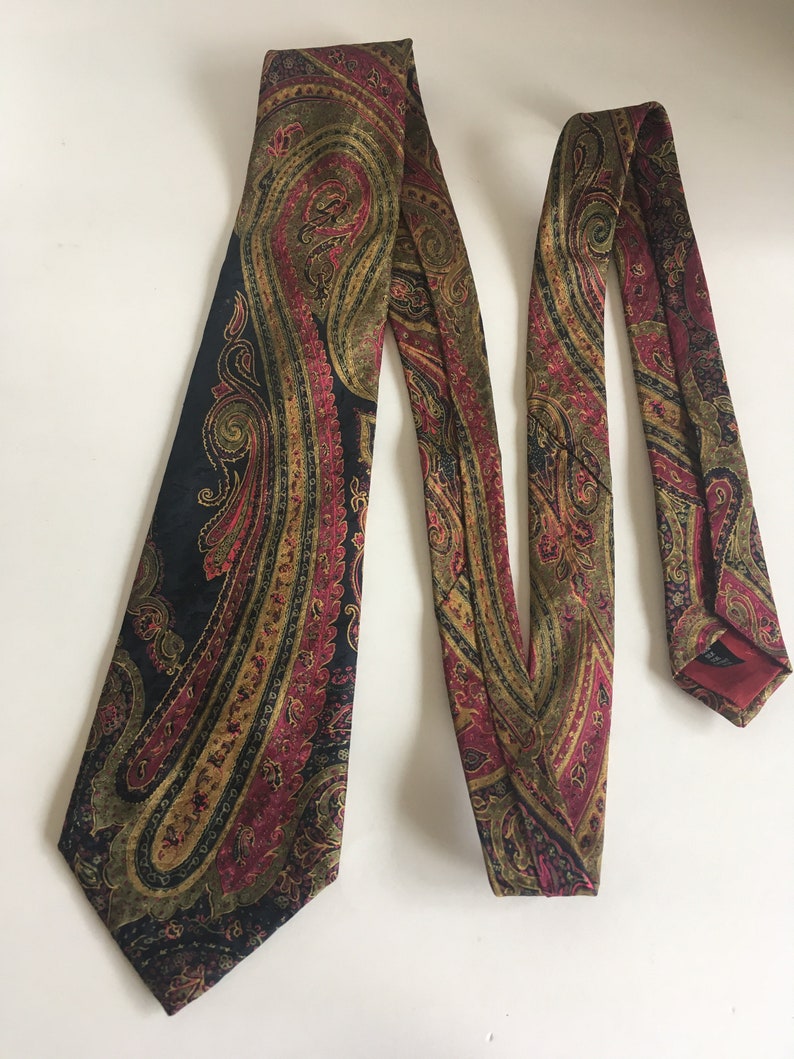 Husband Gift Dad Gift Vintage Aquascutum of London Paisley Pattern Authentic Men/'s Silk Tie 1980s Boyfriend Gift