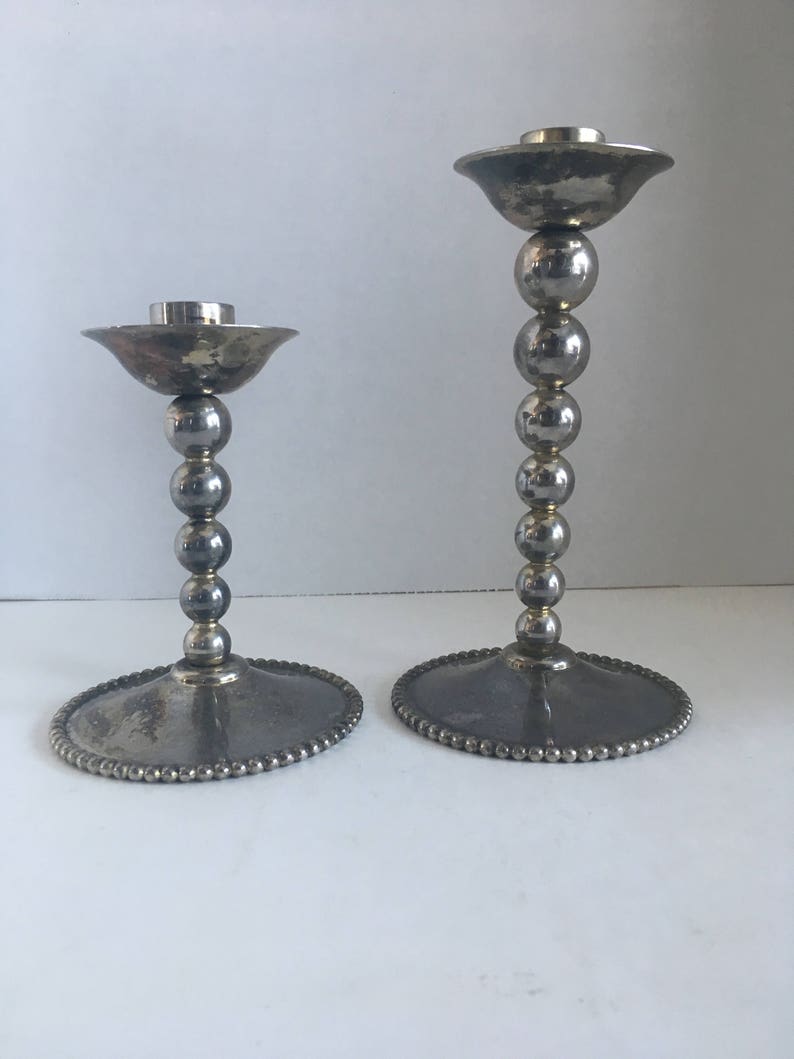 Set of 2 Godinger Silver Plated Candlestick Holders With Ball Etsy
