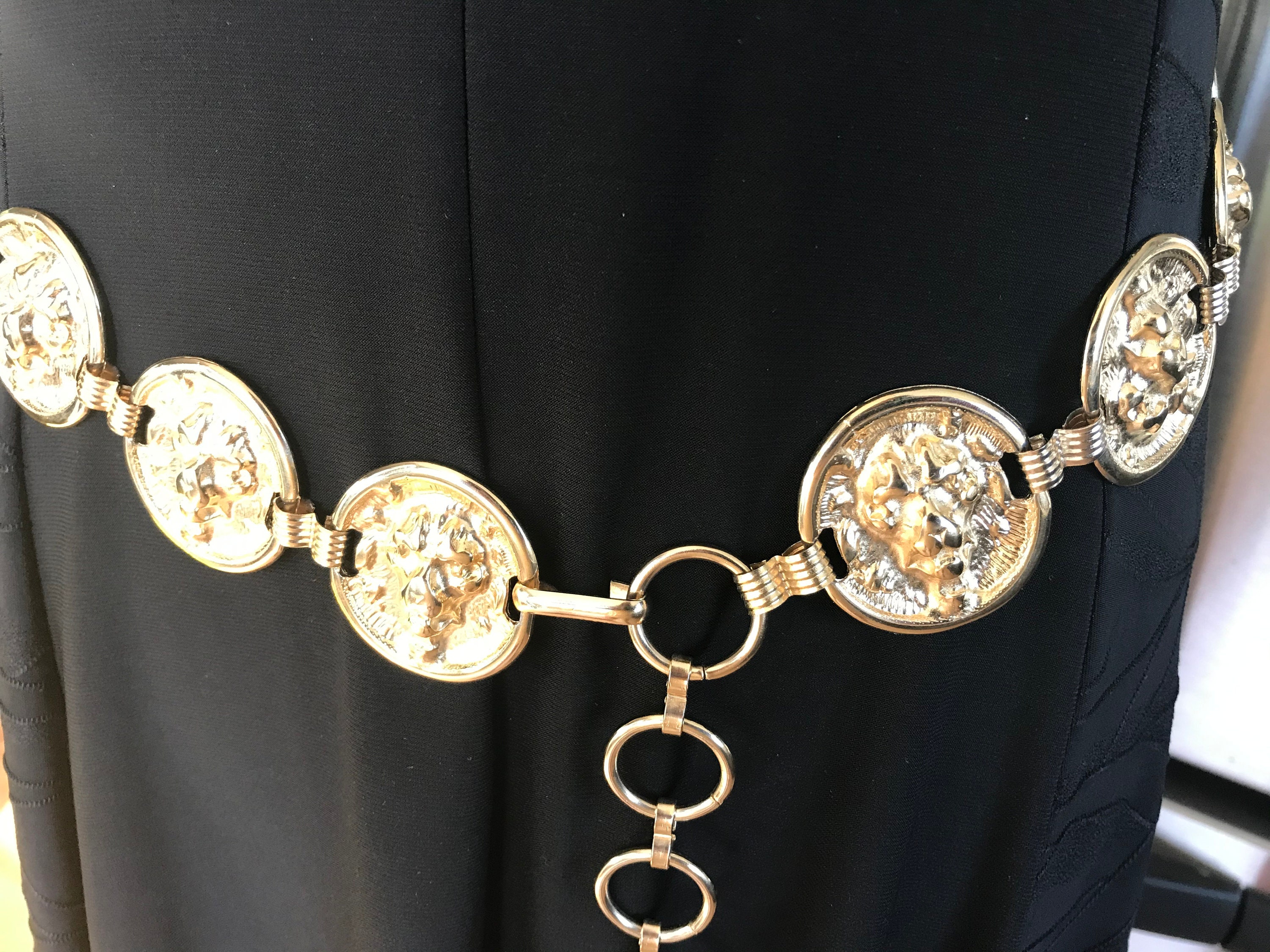 Brutalist Chain Metal Belt Abstract Faces Iron Giant Gold Silver Tone Aged Retro Brutalist Belt - Etsy main image 3