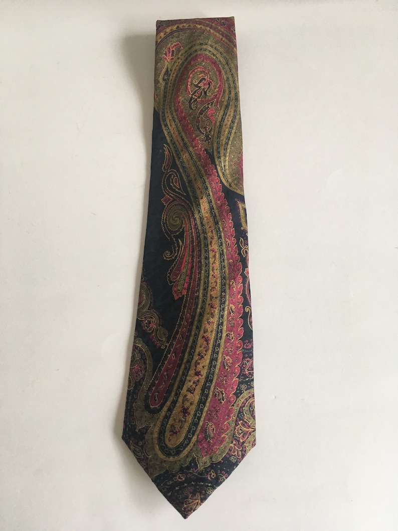 Husband Gift Dad Gift Vintage Aquascutum of London Paisley Pattern Authentic Men/'s Silk Tie 1980s Boyfriend Gift