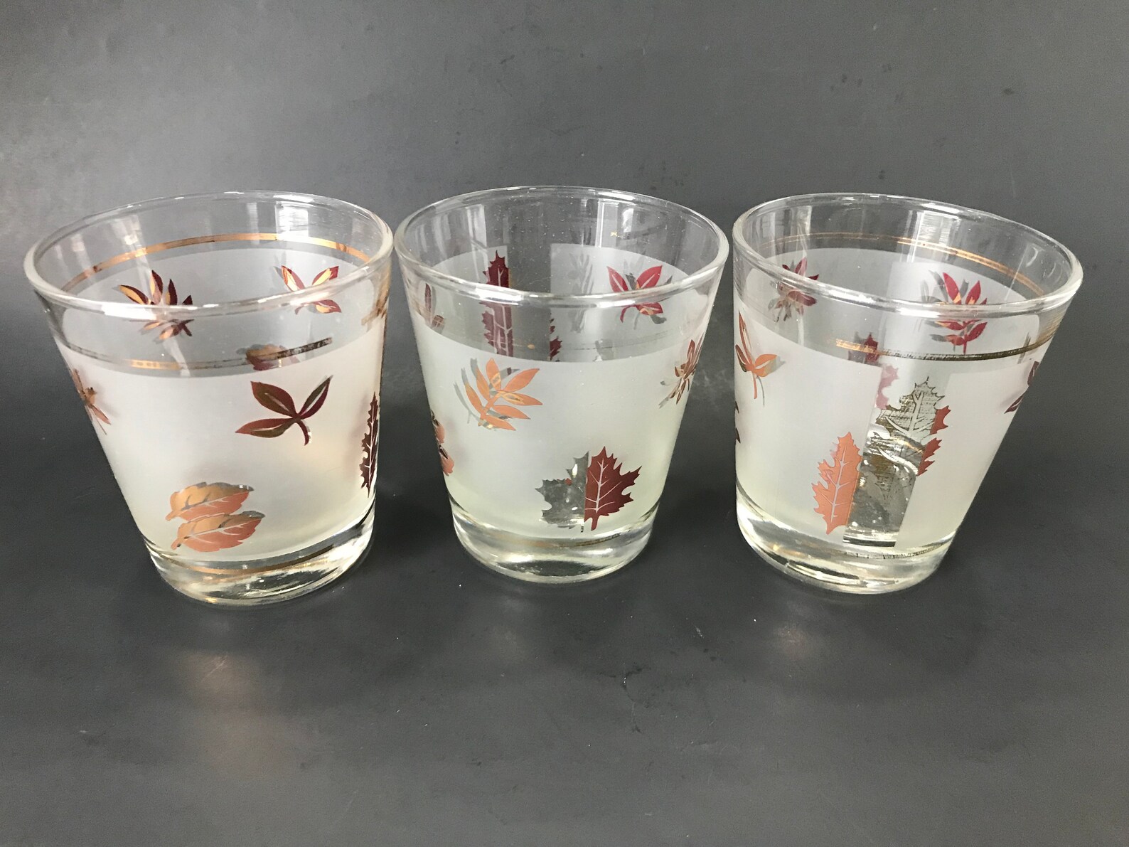 Old Fashioned/low Ball Glasses Golden Foliage by Libbey Glass Etsy