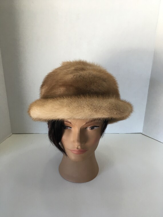 Vintage Mink Fur Cloche Hat Vintage Pair Genuine Mink Fur CECILE Original Pillbox Cloche  main image 3