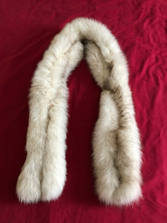 Vintage White Arctic Blue Fox Fur Tails Boa Colla… - image 7