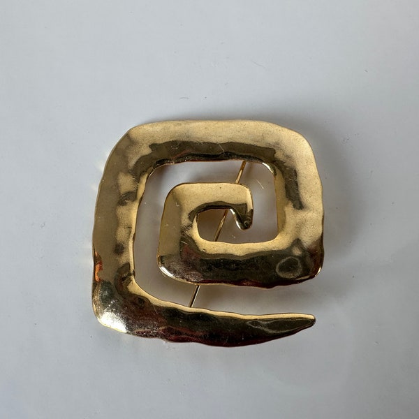 Modernist Brutalist Brooch Gilded Gold JJ Jonette Brooch