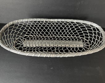 Silver-Plated Woven Basket in the Maison Christofle Gallia Style Style Silver Plate Bread Basket. 1960's French Woven Fruit Wire Basket