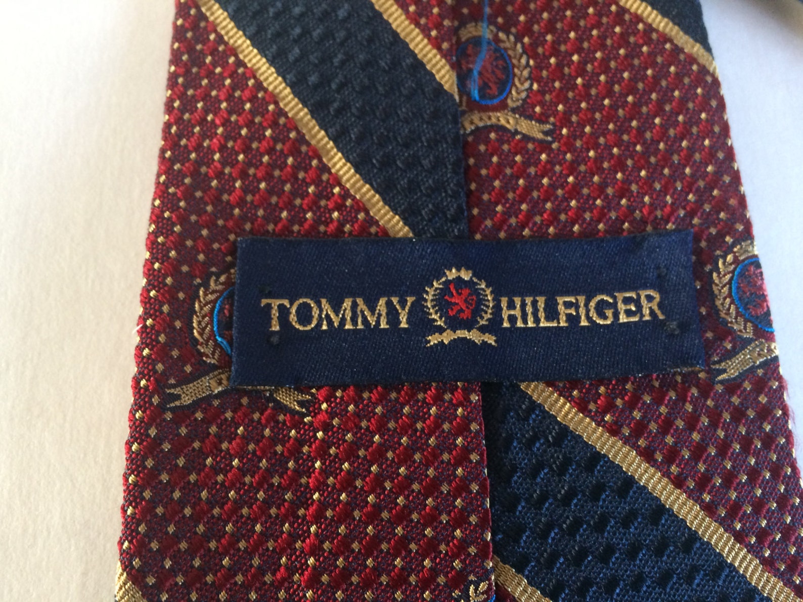 Vintage Tommy Hilfiger Lion Crest Logo Burgundy Navy Blue and Etsy Canada