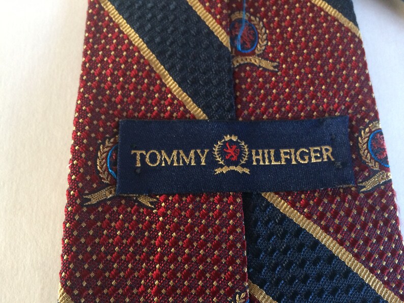 Vintage Tommy Hilfiger Lion Crest Logo Burgundy Navy Blue and - Etsy