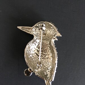 Spectacular Bird of Paradise Kingfisher Rhinestone and Silvertone Brooch Figural Bird Pin image 3