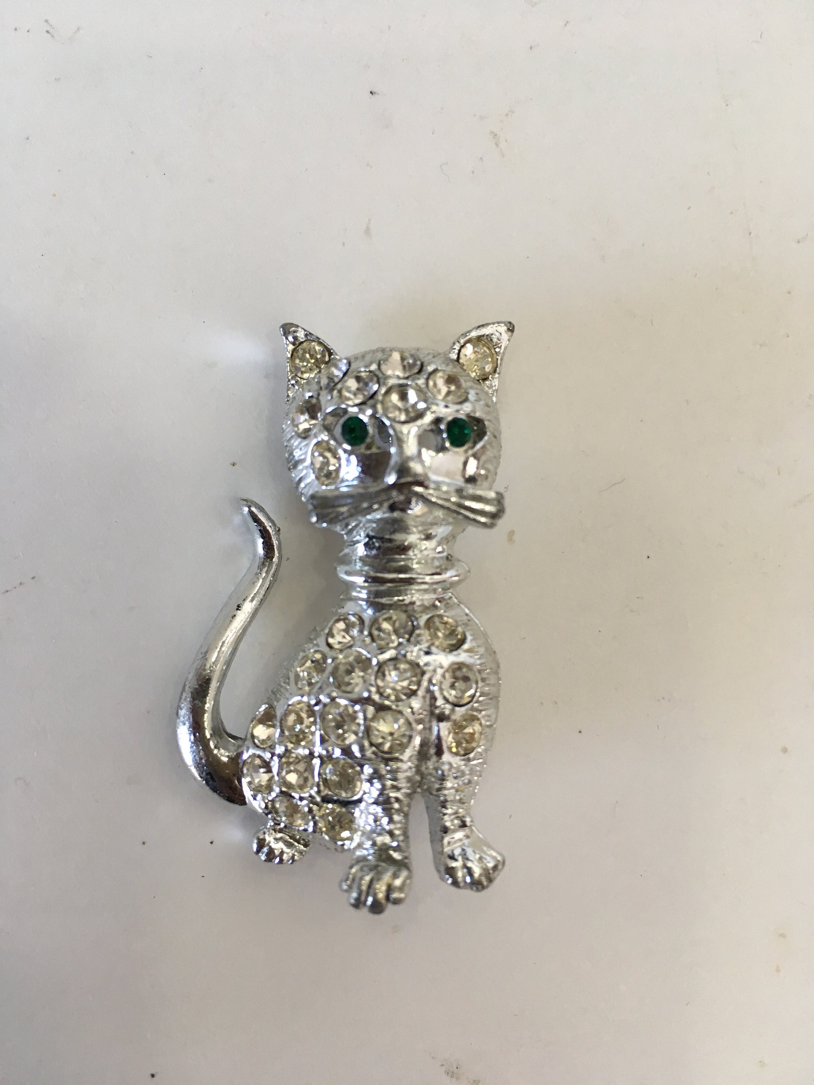 Broche Chat Strass Scintillante GFM - Petit Modèle - Métal