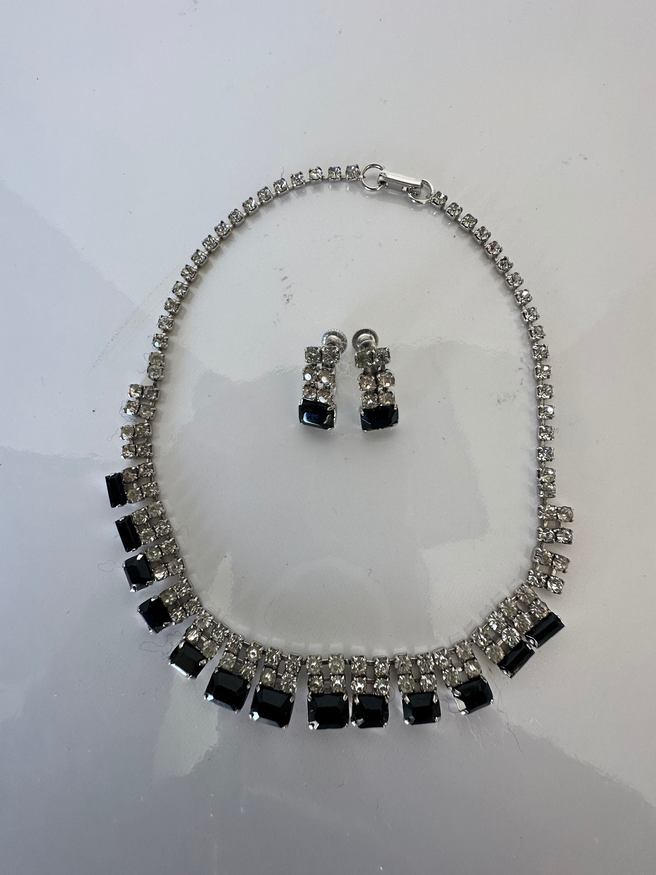 ★BABYLCLUB ★JEWEL CHOCKER T Jayflex Sterling Silver Rhinestone Chocker Necklace & Dangle