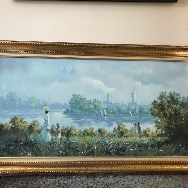 Jen Reynolds - Signed Painting Rivderside Canvas on Oil Painting