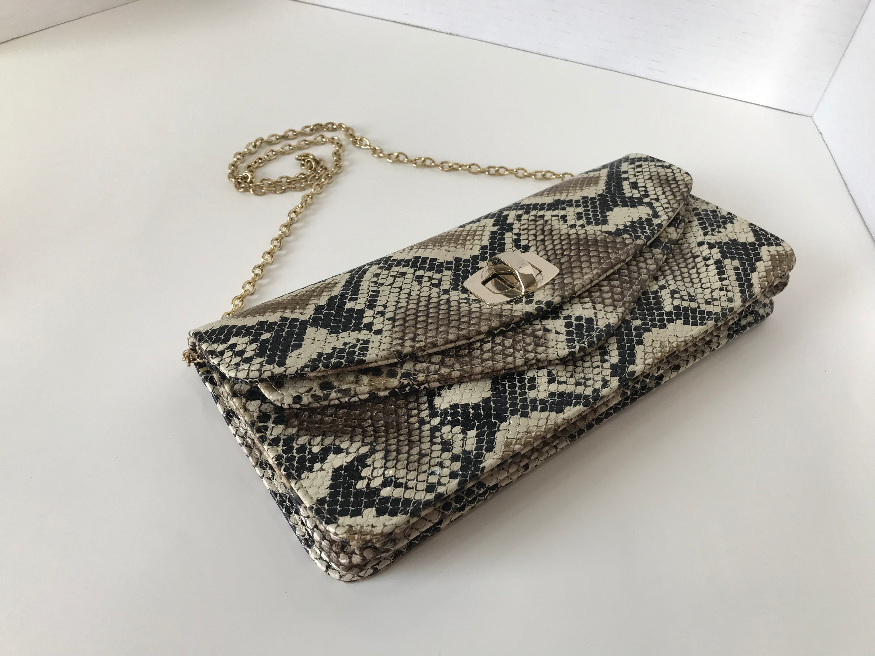 Vintage Faux Snake Skin Clutch Handbag Aldo Made in Canada Etsy