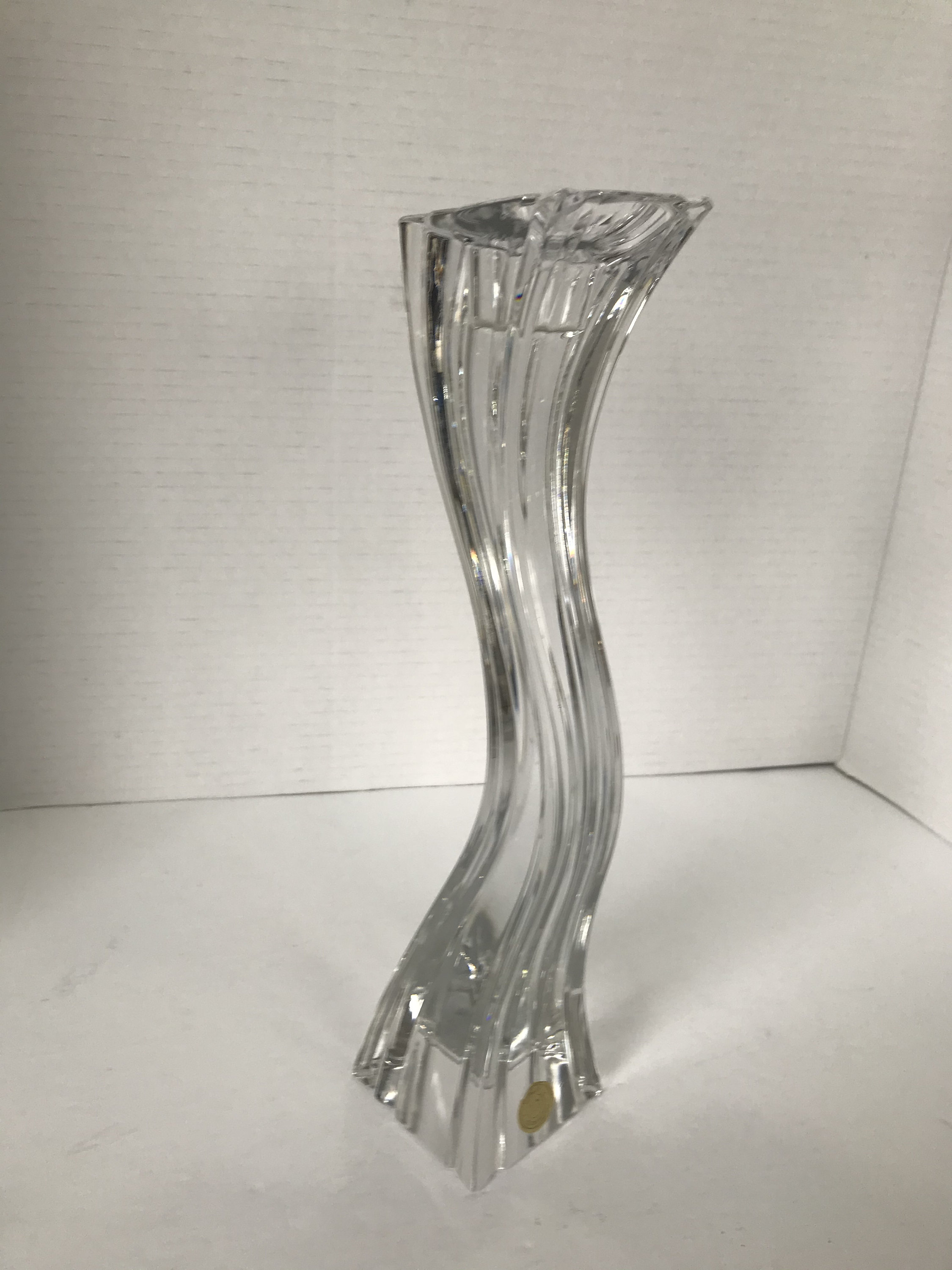 Vase boulle Cristal De Bohème Taillé Bleu