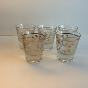 Gold Decal and Frosted Glass Shot Glasses image 1