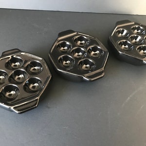 Vintage Octagonal Ceramic Snail/Escargot Dishes 6 Holes - Set of 3